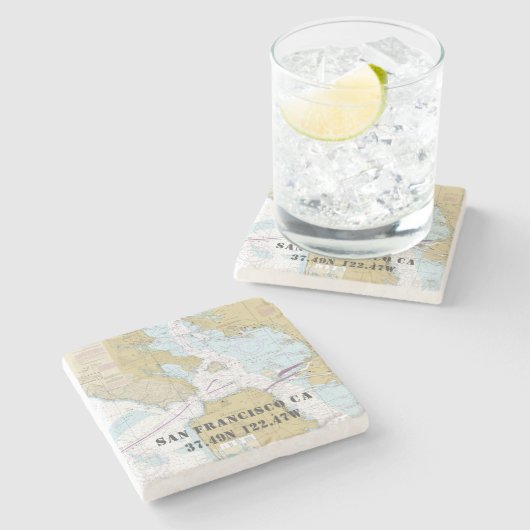 🧭 San Francisco Bay Nautical Chart Steinuntersetzer (Seitenansicht)