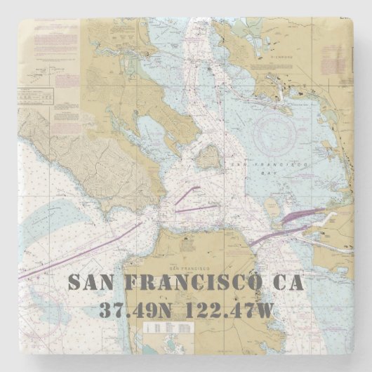 🧭 San Francisco Bay Nautical Chart Steinuntersetzer (Vorderseite)