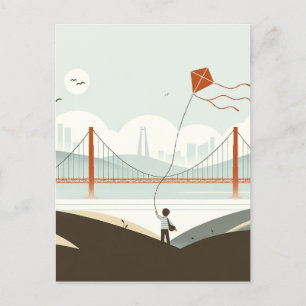 San Francisco Breeze - Kinderdrachenflug Feiertagspostkarte
