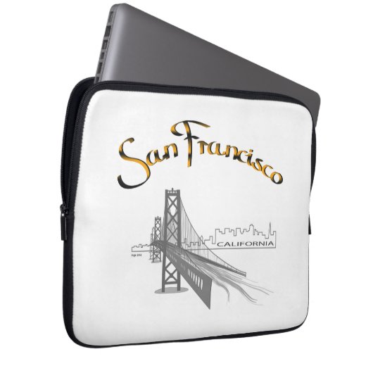 San Francisco Bridge Gold Black Graphic Laptopschutzhülle (Vorne Rechts)