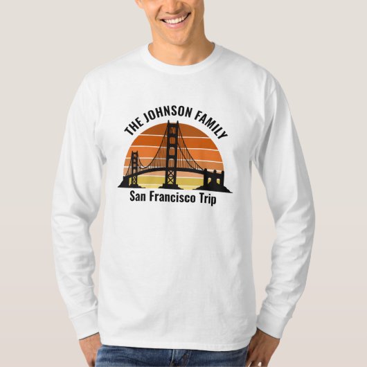 San Francisco Bridge Sunset Custom Long Sleeve T-Shirt (Vorderseite)