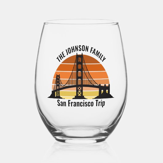 San Francisco Bridge Sunset Custom Trip Souvenir Weinglas Ohne Stiel (Vorderseite)