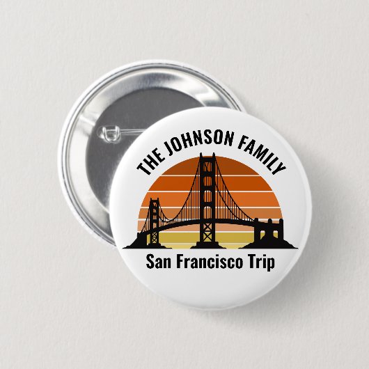 San Francisco Bridge Sunset Custom Vacation Button (Vorne & Hinten)