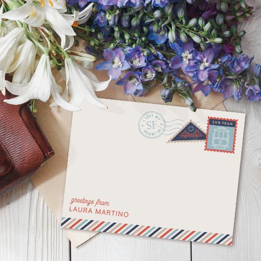San Francisco Briefpapier mit Poststempel-Motiven 