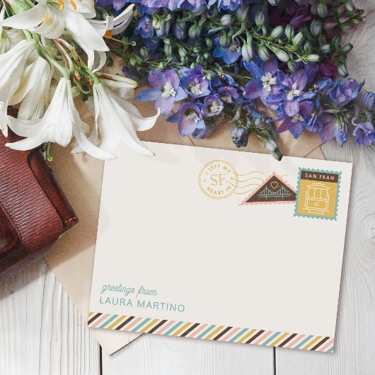 San Francisco Briefpapier mit Poststempel-Motiven 