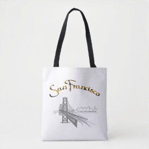 San Francisco, CA, Black, Gold, Cool Tasche