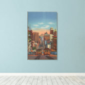 San Francisco, CA - Cable Cars fahren hoch Leinwanddruck (Insitu (Holzboden))