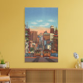 San Francisco, CA - Cable Cars fahren hoch Leinwanddruck (Insitu (Wohnzimmer))