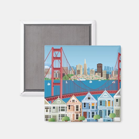 San Francisco, CA | Die Stadt am Meer Magnet (Vorderseite/Rückseite)