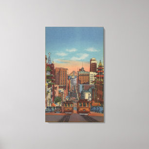 San Francisco, CA - Drahtseilbahnen, die steigen Leinwanddruck