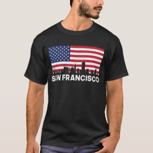 San Francisco CA Flagge-Skyline T-Shirt