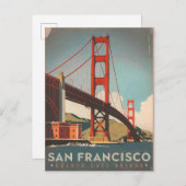San Francisco, CA - Golden Gate Bridge Vintag Postkarte (Vorne/Hinten)