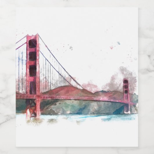 San Francisco, CA - Golden Gate Bridge Weinetikett (Einzelnes Label)