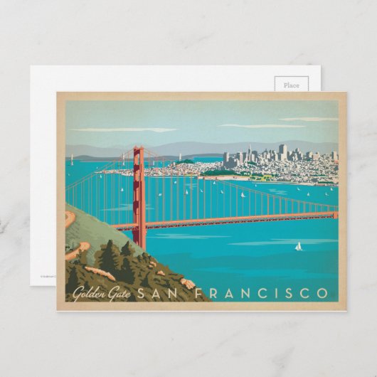 San Francisco, CA - Golden Gate Postkarte (Vorne/Hinten)