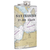 San Francisco CA Latitude Longitude Nautic Flachmann (Rechts)