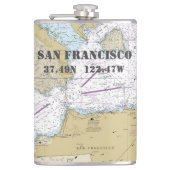 San Francisco CA Latitude Longitude Nautic Flachmann (Vorderseite)