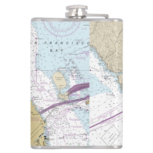San Francisco CA Latitude Longitude Nautic Flachmann (Rückseite)