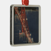 San Francisco, CA - Nachtansicht des Golden Gate Silbernes Ornament (Rechts)