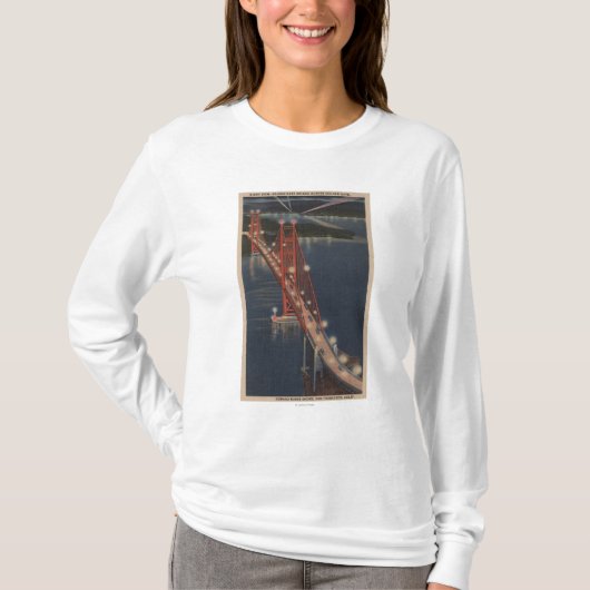 San Francisco, CA - Nachtansicht des Golden Gate T-Shirt (Vorderseite)