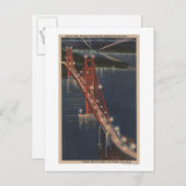 San Francisco, CA - Nachtblick auf das Goldene Tor Postkarte (Vorne/Hinten)