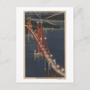 San Francisco, CA - Nachtblick auf das Goldene Tor Postkarte