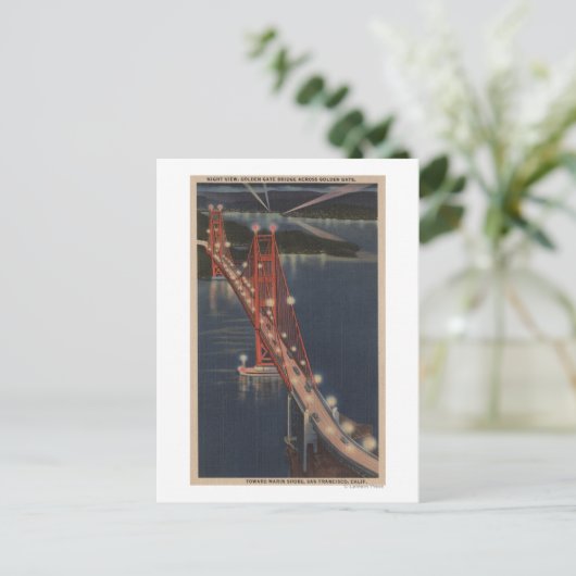 San Francisco, CA - Nachtblick auf das Goldene Tor Postkarte (Stehend Vorderseite)