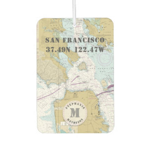 San Francisco CA Nautic Chart Monogram Autolufterfrischer