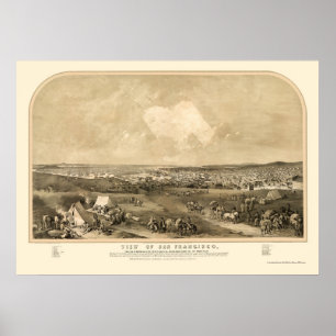 San Francisco, CA Panorama Karte - 1851 Poster