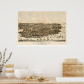 San Francisco, CA Panorama Karte - 1864 Poster (Küche)