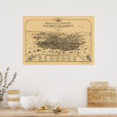 San Francisco, CA Panorama Karte - 1875 Poster (Küche)