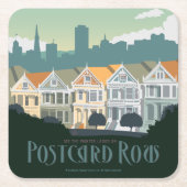 San Francisco, CA - Postcard Row Rechteckiger Pappuntersetzer (Vorderseite)