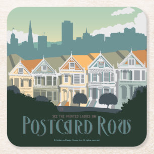San Francisco, CA - Postcard Row Rechteckiger Pappuntersetzer