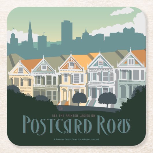 San Francisco, CA - Postcard Row Rechteckiger Pappuntersetzer (Vorderseite)