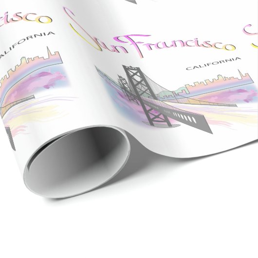 San Francisco, CA-Regenbogen-Farben Geschenkpapier (Rolleneckpunkt)