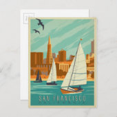 San Francisco, CA - Segelboote Postkarte (Vorne/Hinten)