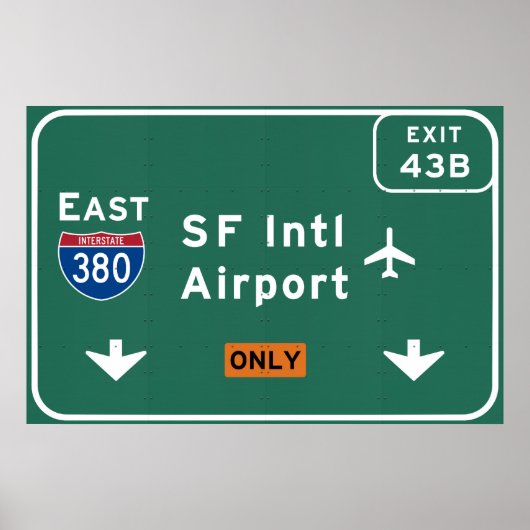 San Francisco CA SFO Flughafen I-380 E Interstate  Poster (Vorne)