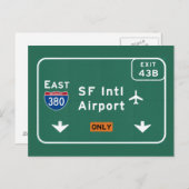 San Francisco CA SFO Flughafen I-380 E Interstate Postkarte (Vorne/Hinten)