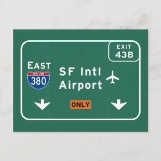 San Francisco CA SFO Flughafen I-380 E Interstate Postkarte