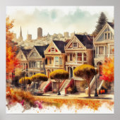 San Francisco CA Viktorianische Zuhause im Herbst Poster (Vorne)