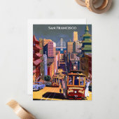 San Francisco Cable Car Retro Vintage Reise Mitteilungskarte (Vorderseite/Rückseite Beispiel)