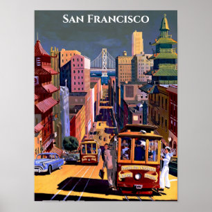San Francisco Cable Car Retro Vintage Reise Poster