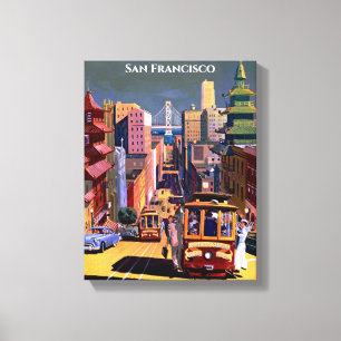 San Francisco Cable Car Retro Vintage Travel Poste Leinwanddruck