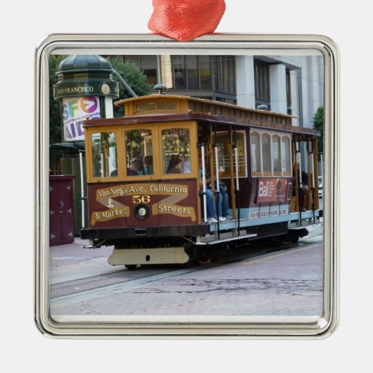San Francisco Cable Car Silbernes Ornament (Vorne)
