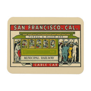San Francisco Cable Car Vintage Travel   Magnet