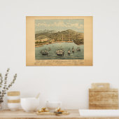 San Francisco Cal 1847 Antique Panoramabalkarte Poster (Küche)
