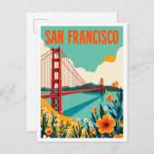 San Francisco California Art Illustration Reise Postkarte (Vorne/Hinten)