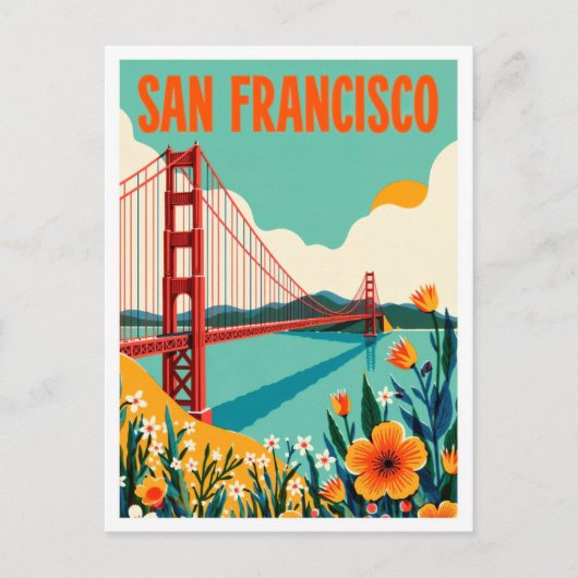 San Francisco California Art Illustration Reise Postkarte (Vorderseite)