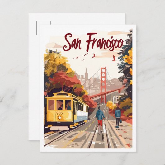 San Francisco California Art Vintage Postkarte (Vorne/Hinten)