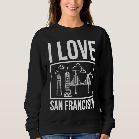 San Francisco California City Skyline Map Travel Sweatshirt (Vorderseite)