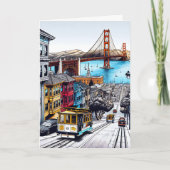 San Francisco, California Comic Book Style Art Karte (Vorderseite)